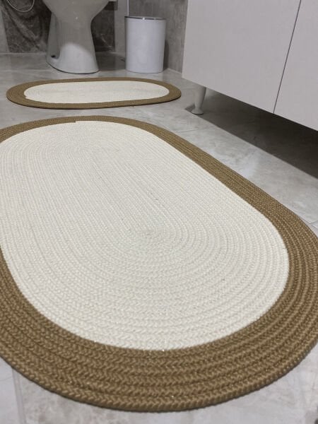 Milda Jüt 2'li Banyo Paspası Çift Taraflı Kaymaz Yıkanabilir Banyo Paspas Takımı 40x60cm & 50x80cm