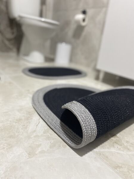 Milda Jüt 2'li Banyo Paspası Çift Taraflı Kaymaz Yıkanabilir Banyo Paspas Takımı 40x60cm & 50x80cm