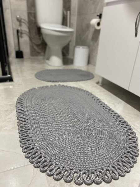 Milda Jüt 2'li Banyo Paspası Çift Taraflı Kaymaz Yıkanabilir Banyo Paspas Takımı 40x60cm & 50x80cm