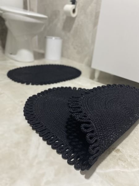 Milda Jüt 2'li Banyo Paspası Çift Taraflı Kaymaz Yıkanabilir Banyo Paspas Takımı 40x60cm & 50x80cm