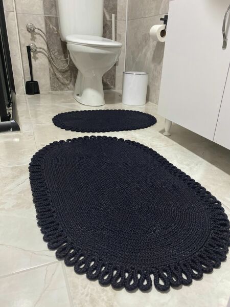 Milda Jüt 2'li Banyo Paspası Çift Taraflı Kaymaz Yıkanabilir Banyo Paspas Takımı 40x60cm & 50x80cm