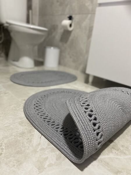 Milda Jüt 2'li Banyo Paspası Çift Taraflı Kaymaz Yıkanabilir Banyo Paspas Takımı 40x60cm & 50x80cm