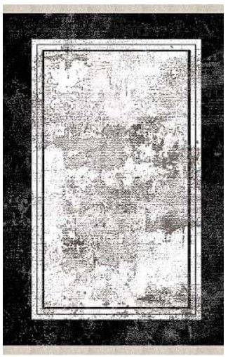 Halımax Dara 182 Yıkanabilir Kaymaz Dokuma Tabanlı Siyah Çerçeveli Modern Halı 80x200