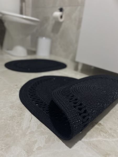 Milda Jüt 2'li Banyo Paspası Çift Taraflı Kaymaz Yıkanabilir Banyo Paspas Takımı 40x60cm & 50x80cm