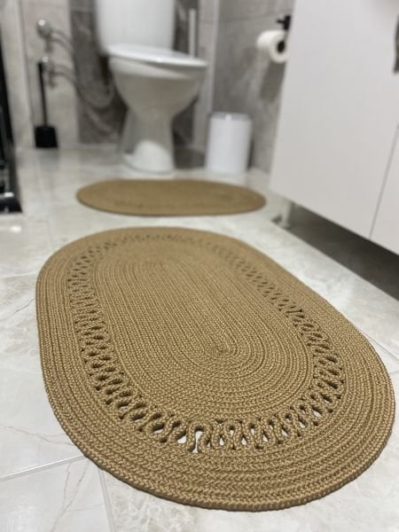 Milda Jüt 2'li Banyo Paspası Çift Taraflı Kaymaz Yıkanabilir Banyo Paspas Takımı 40x60cm & 50x80cm