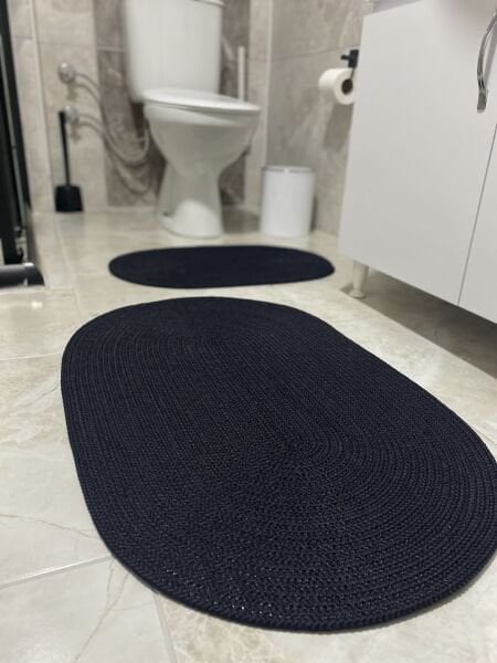 Milda Jüt 2'li Banyo Paspası Çift Taraflı Kaymaz Yıkanabilir Banyo Paspas Takımı 40x60cm & 50x80cm