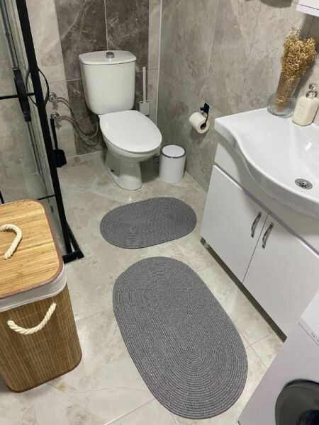 Milda Jüt 2'li Banyo Paspası Çift Taraflı Kaymaz Yıkanabilir Banyo Paspas Takımı 40x60cm & 50x80cm