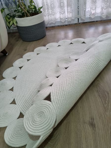 Milda 71 Jüt Hasırlı El Örgüsü Çift Taraflı Kilim Yuvarlak Jüt Halı