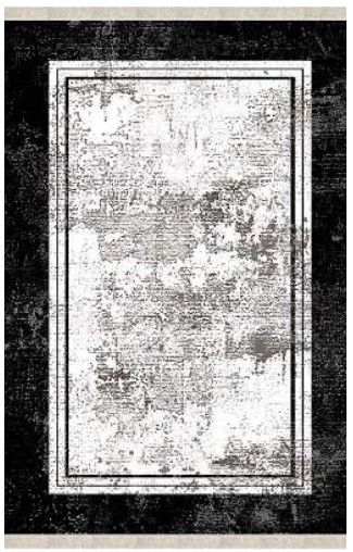 Halımax Dara 182 Yıkanabilir Kaymaz Dokuma Tabanlı Siyah Çerçeveli Modern Halı 100x200