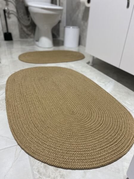 Milda Jüt 2'li Banyo Paspası Çift Taraflı Kayma Yıkanabilir Banyo Paspas Takımı 40x60cm & 50x80cm