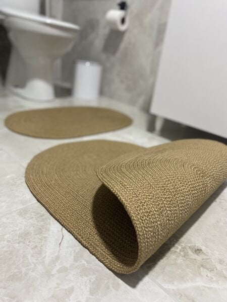 Milda Jüt 2'li Banyo Paspası Çift Taraflı Kayma Yıkanabilir Banyo Paspas Takımı 40x60cm & 50x80cm