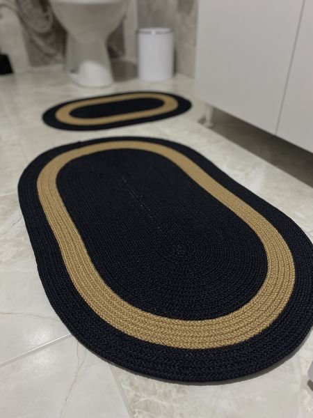 Milda Jüt 2'li Banyo Paspası Çift Taraflı Kaymaz Yıkanabilir Banyo Paspas Takımı 40x60cm & 50x80cm