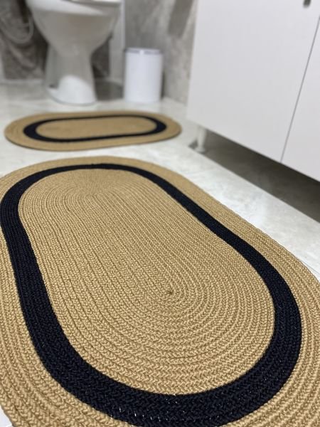 Milda Jüt 2'li Banyo Paspası Çift Taraflı Kaymaz Yıkanabilir Banyo Paspas Takımı 40x60cm & 50x80cm