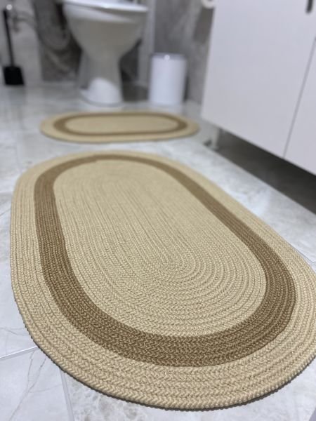 Milda Jüt 2'li Banyo Paspası Çift Taraflı Kayma Yıkanabilir Banyo Paspas Takımı 40x60cm & 50x80cm