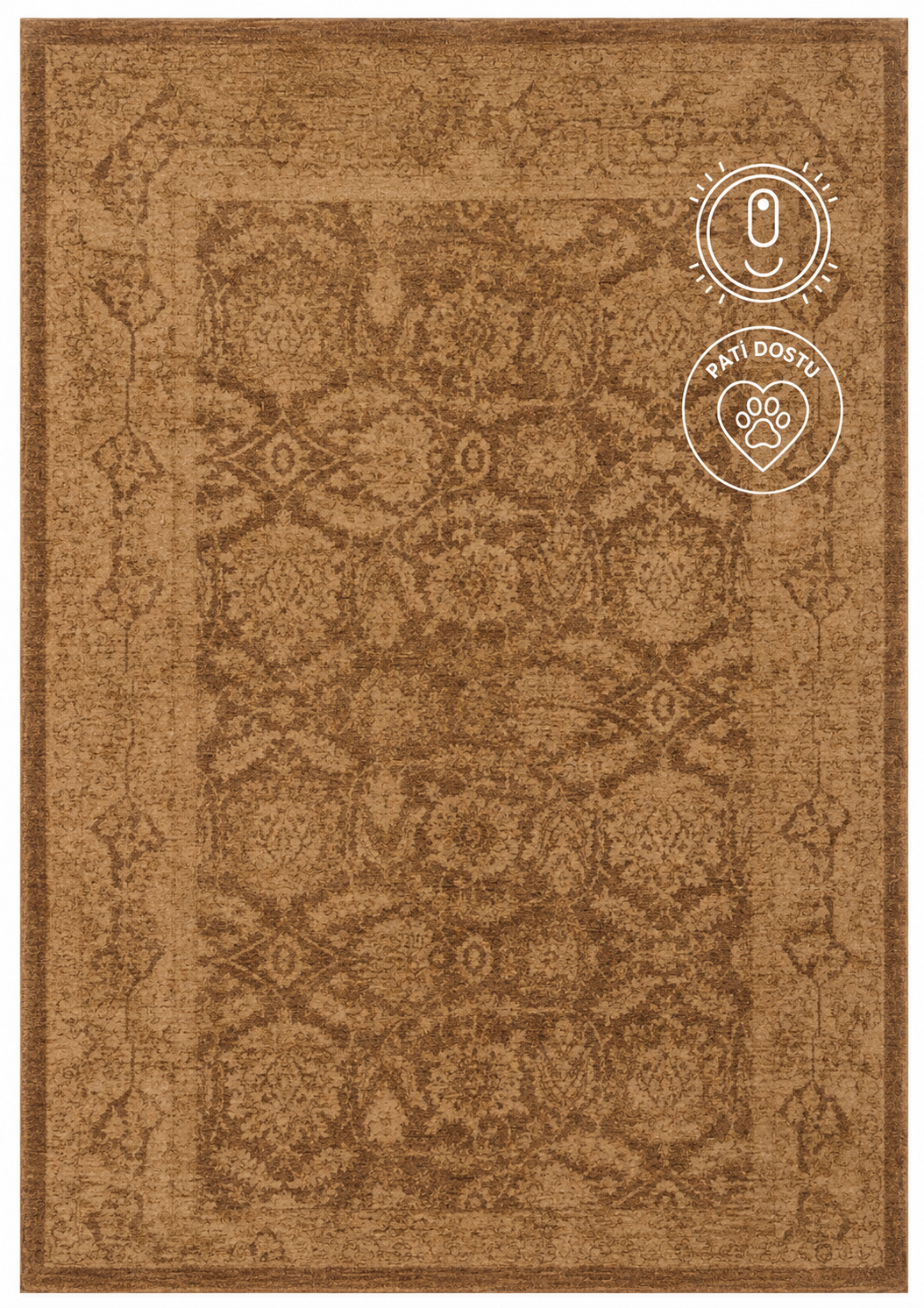 Eko Halı Shiraz SHR 01 Beige Vintage Eskitme Klasik Desenli Yumuşak Dokuma Salon Oturma Odası Halısı