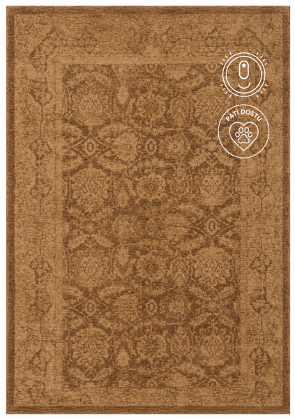 Eko Halı Shiraz SHR 01 Beige Vintage Eskitme Klasik Desenli Yumuşak Dokuma Salon Oturma Odası Halısı