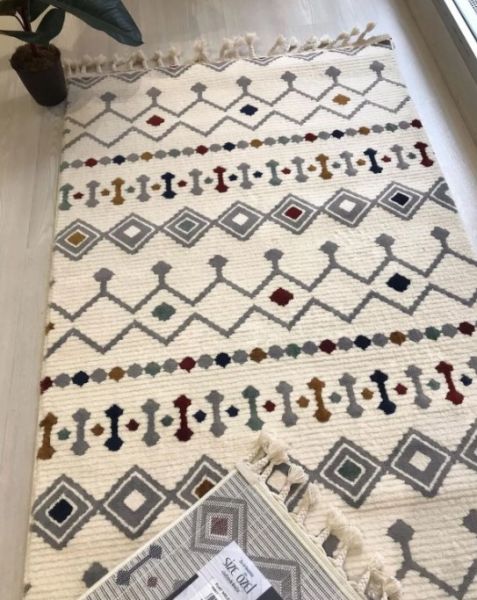 Halımax Seyran Puffy İskandinav Çok Renkli Örgü Saçaklı Makine Halısı 1002 Multi