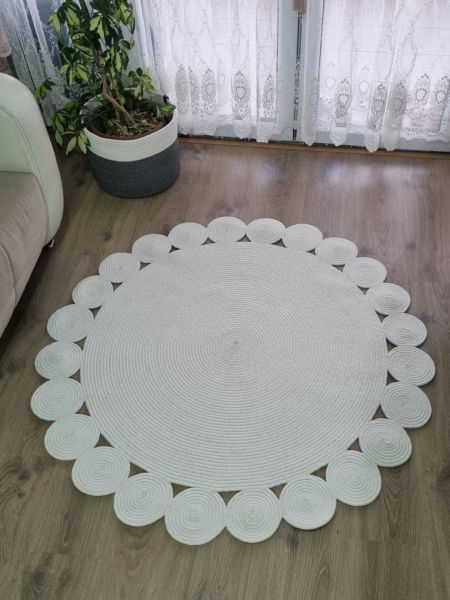 Milda 71 Jüt Hasırlı El Örgüsü Çift Taraflı Kilim Yuvarlak Jüt Halı 120x120