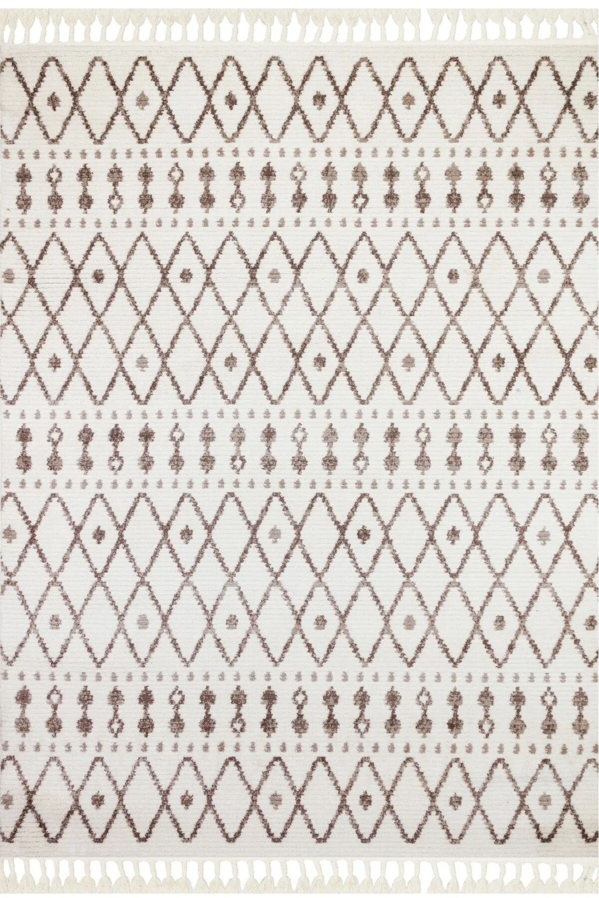 Türkmen Halı Havana HV03 Kahve Ekstra Yumuşak Tuşeli Örgü Saçaklı Halı