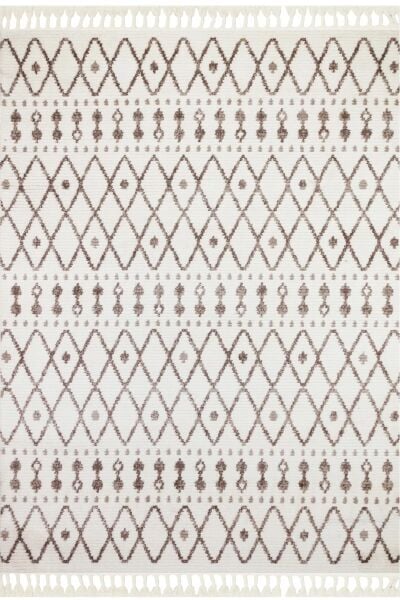 Türkmen Halı Havana HV03 Kahve Ekstra Yumuşak Tuşeli Örgü Saçaklı Halı