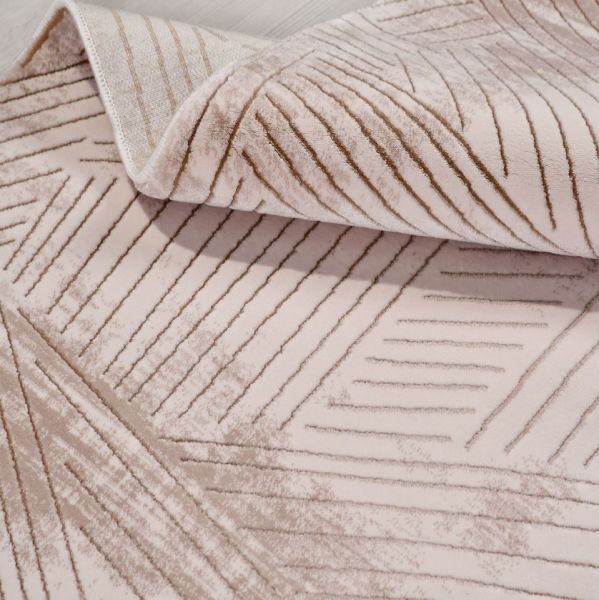 Crea Halı OSAKA - OY02K Modern Dokuma Akrilik Salon Halısı Krem Yolluk My Crea Home