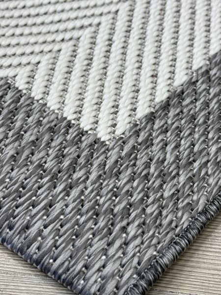 Türkmen Halı Siesta 1504 Antrasit Bordürlü Beyaz Sisal Halı Bordürlü Kolay Temizlenen Hasır Yolluk