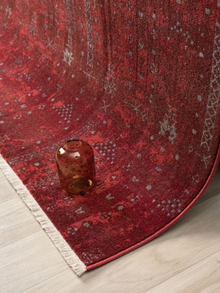 Seyran Asır 0258 Bordo Salon Halısı Yolluk Yumuşak Tuşeli Modern Dokuma Makine Halısı