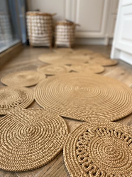 Milda 67 Hasırlı El Örgüsü Çift Taraflı Jüt Kilim Hav Toz Vermez Jüt Halı