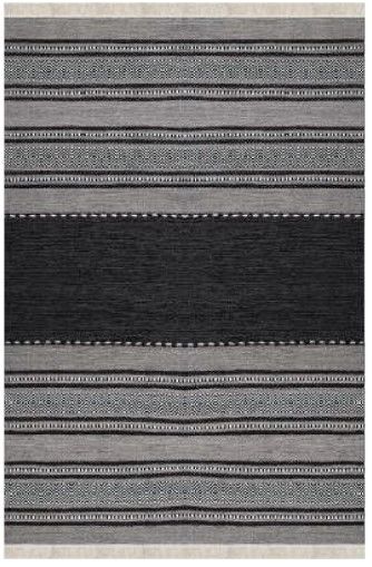 Halımax Dara 183 Yıkanabilir Kaymaz Dokuma Tabanlı Gri Mavi Çizgili Modern Halı 120x250