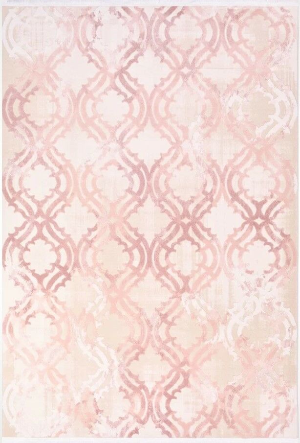 Crea Halı Royal Koleksiyonu 14558K Bambu Viskon Dokuma Modern Makine Halısı Krem Pembe My Crea Home