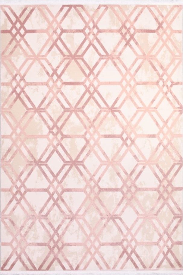 Crea Halı Royal Koleksiyonu 14569K Bambu Viskon Dokuma Modern Makine Halısı Krem Pembe My Crea Home