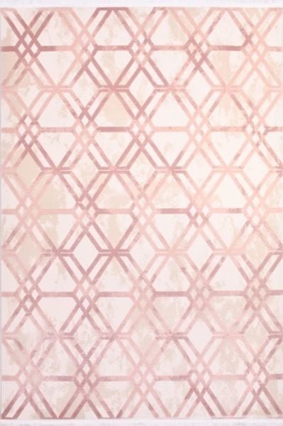 Crea Halı Royal Koleksiyonu 14569K Bambu Viskon Dokuma Modern Makine Halısı Krem Pembe My Crea Home