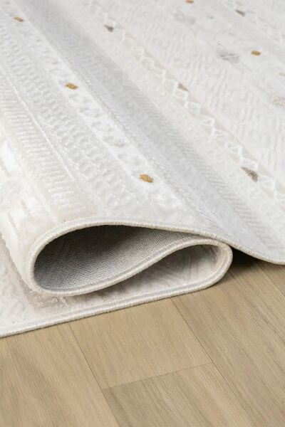 Seyran Halı Sahra 15502 Kemik Akrilik Pamuk Taban Modern Salon Koridor Halısı Yolluk