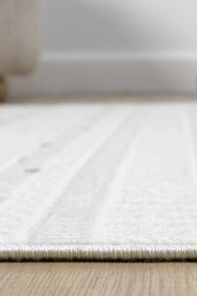 Seyran Halı Sahra 15502 Kemik Akrilik Pamuk Taban Modern Salon Koridor Halısı Yolluk