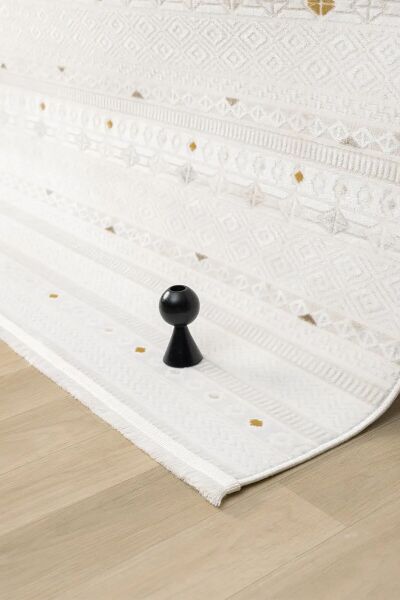 Seyran Halı Sahra 15502 Kemik Akrilik Pamuk Taban Modern Salon Koridor Halısı Yolluk