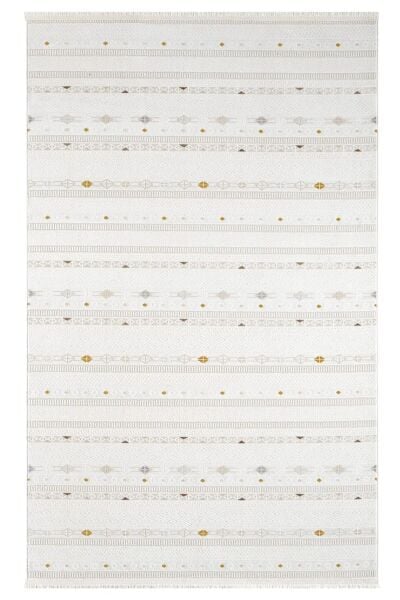 Seyran Halı Sahra 15502 Kemik Akrilik Pamuk Taban Modern Salon Koridor Halısı Yolluk