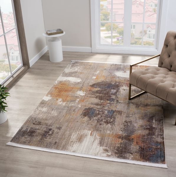 Seyran Asır 0116 Gri Salon Halısı Yolluk Yumuşak Tuşeli Modern Dokuma Makine Halısı