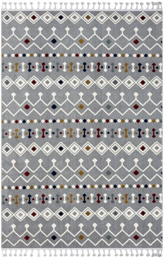 Halımax Seyran Puffy İskandinav Örgü Saçaklı Makine Halısı 1002 Multi Gri