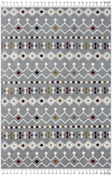 Halımax Seyran Puffy İskandinav Örgü Saçaklı Makine Halısı 1002 Multi Gri