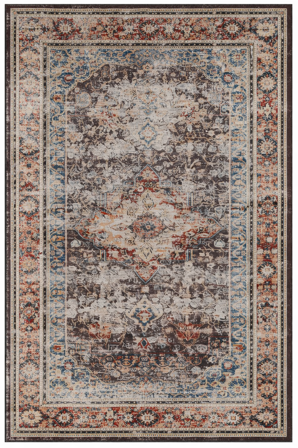 Drom Pamuk Dokuma Taban Kaymaz Şönil Makinede Yıkanabilir Kilim Otantik Vintage Eskitme Desenli Salon Yatak Odası Mutfak Koridor Yolluk Halı