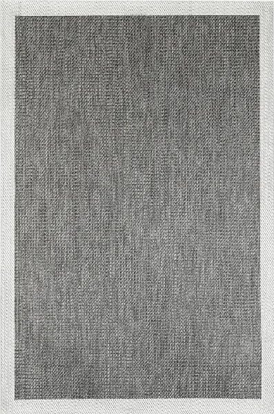 Türkmen Halı Siesta 1501 Beyaz Bordürlü Antrasit Sisal Halı Bordürlü Kolay Temizlenen Hasır Yolluk