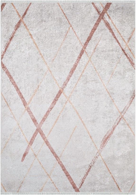 Halımax Dara 189 Yıkanabilir Kaymaz Dokuma Tabanlı Bej Çizgili Modern Halı 80x150
