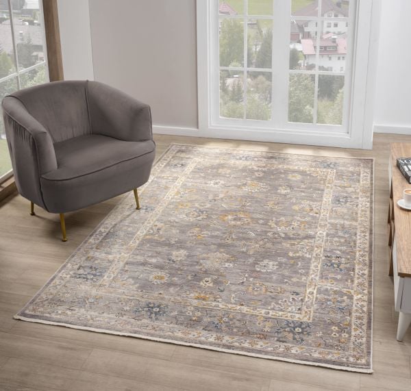 Seyran Asır 0254 Gri Salon Halısı Yolluk Yumuşak Tuşeli Modern Dokuma Makine Halısı