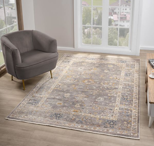 Seyran Asır 0254 Gri Salon Halısı Yolluk Yumuşak Tuşeli Modern Dokuma Makine Halısı