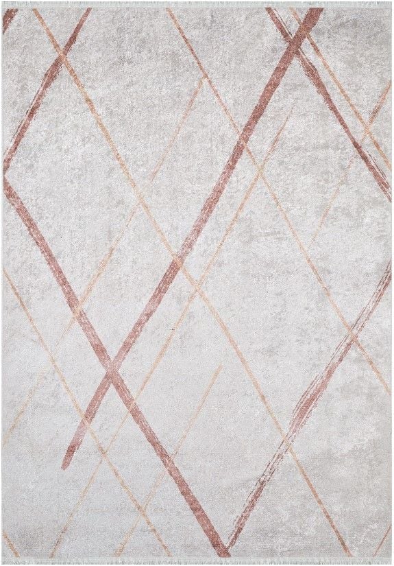 Halımax Dara 189 Yıkanabilir Kaymaz Dokuma Tabanlı Bej Çizgili Modern Halı 100x400