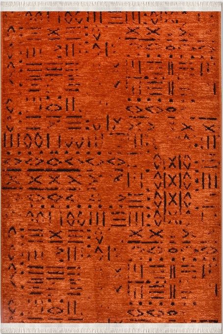 Crea Halı Vena Koleksiyonu 8010S Dokuma Kaymaz Tabanlı Modern Halı Turuncu My Crea Home