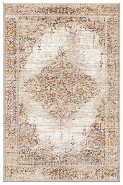 Drom Pamuk Dokuma Taban Kaymaz Şönil Makinede Yıkanabilir Kilim Vintage Eskitme Desenli Bej Salon Yatak Odası Mutfak Koridor Yolluk Halı