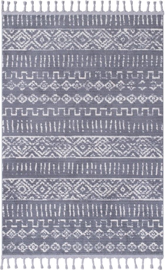 Halımax Seyran Puffy İskandinav Örgü Saçaklı Makine Halısı 1005 Gri