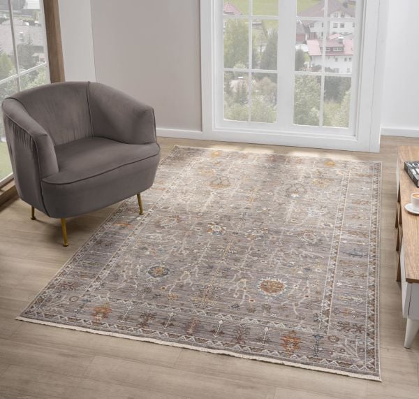 Seyran Asır 0255 Gri Salon Halısı Yolluk Yumuşak Tuşeli Modern Dokuma Makine Halısı