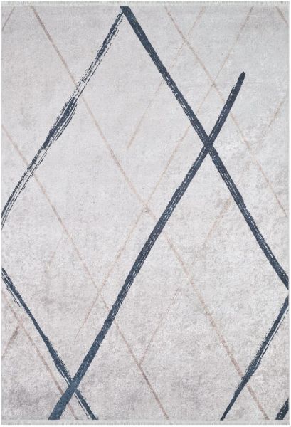 Halımax Dara 190 Yıkanabilir Kaymaz Dokuma Tabanlı Gri Çizgili Modern Halı 80x200